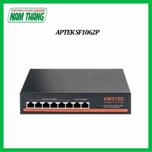 APTEK 'SF1062P - Switch 6 port PoE - chuyên dụng cho camera, truyền tín hiệu và nguồn với khoảng cách 250m