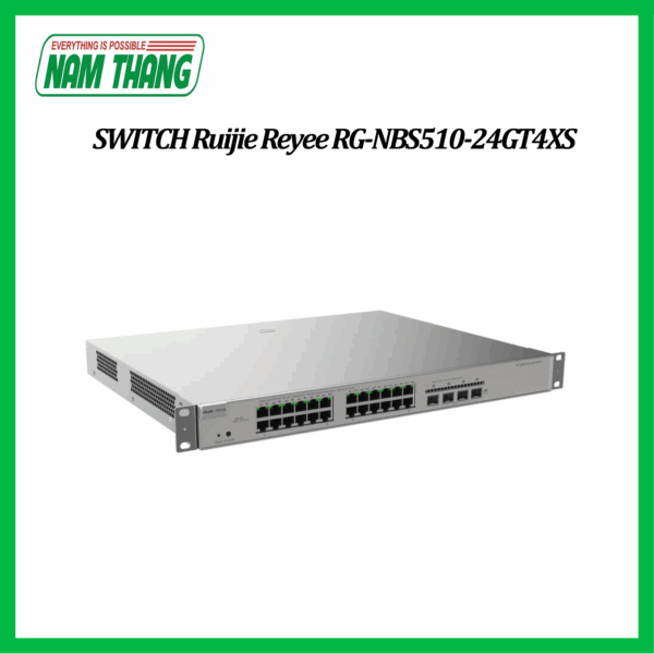 Thiết bị mạng HUB -SWITCH Ruijie RG-NBS5100-24GT4SFP ( 24-Port Gigabit L2+ Managed Switch, 24 Gigabit RJ45 Ports, 4 SFP Ports,19-inch Rack-mountable Steel Case, Static Routing )