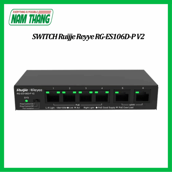 Switch PoE Ruijie RG-ES106D-P V2