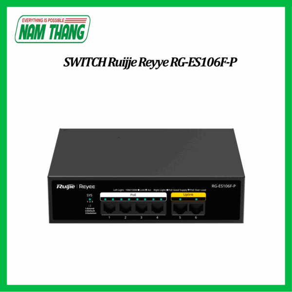 Switch 4 cổng PoE Ruijje Reyee RG-ES106F-P