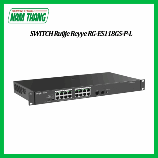 Switch 16 cổng PoE Ruijje Reyee RG-ES118GS-P-L